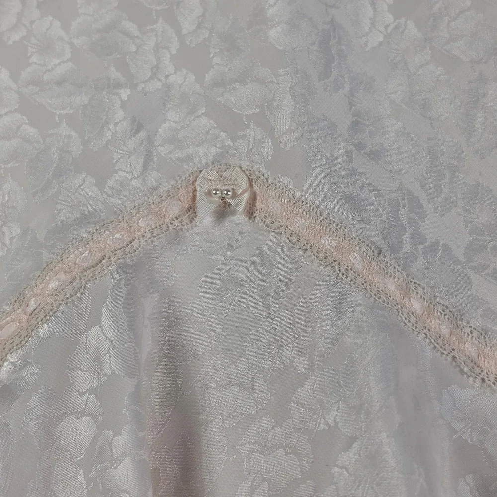 Wacoal Chemise Nightgown Pink Floral Jacquard Lace Trim Vintage Style 34